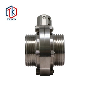 Threaded sanitary butterfly valve