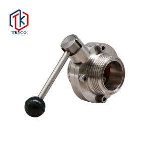 Threaded sanitary butterfly valve