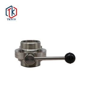 Threaded sanitary butterfly valve