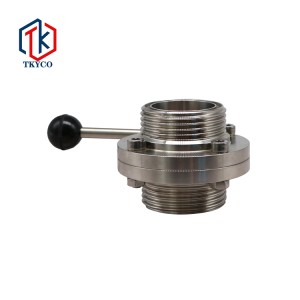 Threaded sanitary butterfly valve