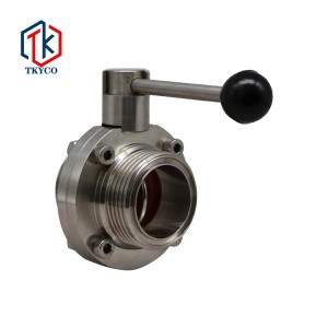 Threaded sanitary butterfly valve